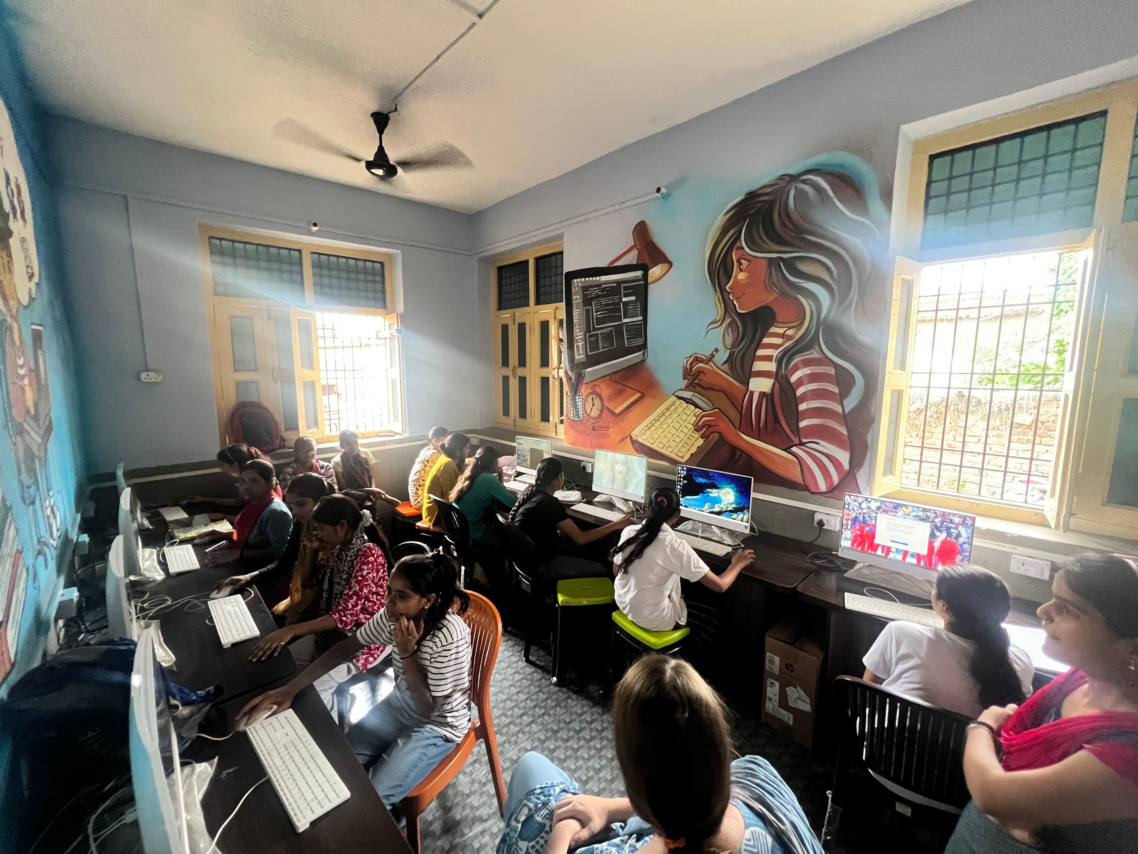 MaMri Foundation — girls learning on computers, Barahiya